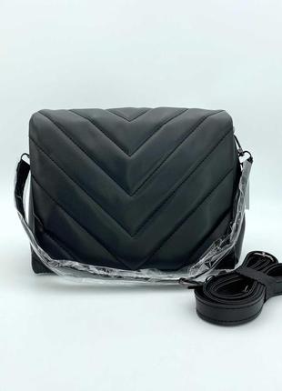 Женская сумка черная сумка стеганая сумка через плечо стеганная сумка черный клатч стеганый2 фото