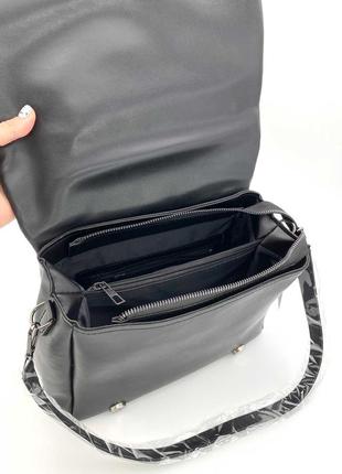 Женская сумка черная сумка стеганая сумка через плечо стеганная сумка черный клатч стеганый3 фото