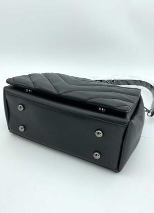 Женская сумка черная сумка стеганая сумка через плечо стеганная сумка черный клатч стеганый5 фото
