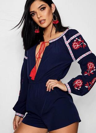 Ликвидация склада! роскошный комбинезон boohoo с вышивкой! вышиванка!