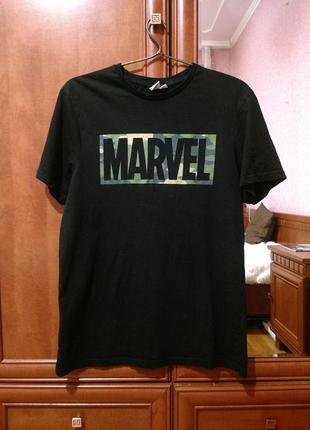 Черная футболка " marvel "камуфляж2 фото