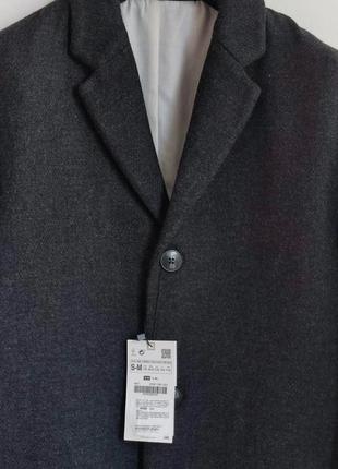 Пальто zara серого цвета с лацканами4 фото
