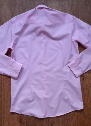 Рубашка розовая primark slim fit (англия) s ,  хлопок8 фото
