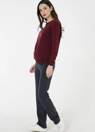 Штани для вагітних теплі на флісі графітові (штани для вагітних графітові на флісі теплі)1 фото