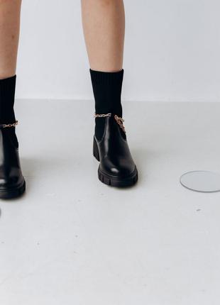 🌿женские демисезонные ботинки с цепочкой в исскуственной коже и текстиле6 фото