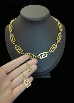 Набор в стиле versace колье серьги американский винтаж