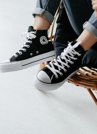 Кеды высокие на платформе converse chuck taylor all star platform high black1 фото