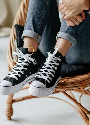 Кеды высокие на платформе converse chuck taylor all star platform high black2 фото