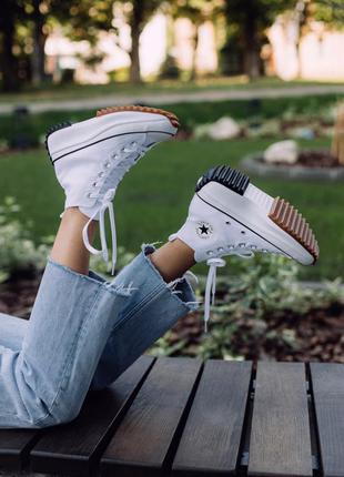 Кеды высокие на платформе converse run star hike hi white black gum