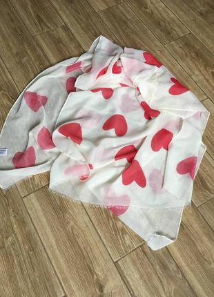 Объемный шарф палантин в сердца, идеальное состояние nansy fashion