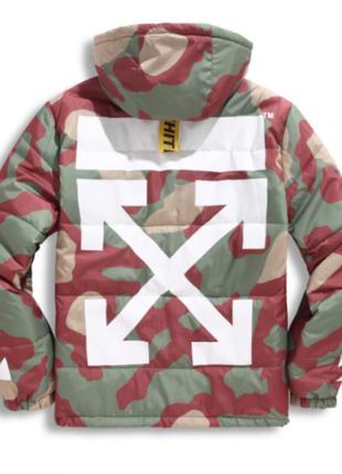 Пуховик зимова куртка off white camo