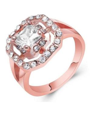 🏵позолоченное кольцо с фианитом, 19р., смотрится ювелирно, новое! арт. 3513