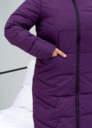 Удлиненная зимняя куртка с горизонтальной расстрочкой l-7xl2 фото