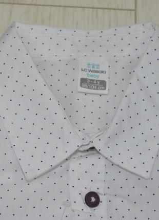 12-18/24-36/3-4 года белая натуральная хлопковая рубашка тенниска regular fit lc waikiki вайкики6 фото