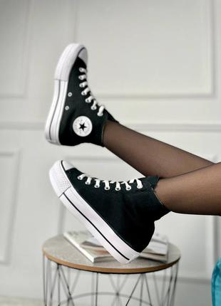 Кеди converse high black white конверс чорного з білим кольорів