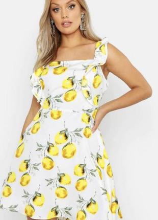 Актуальное летнее яркое платье лимон boohoo
