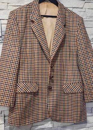 Вінтажний вовняний піджак оверсайз в клітку