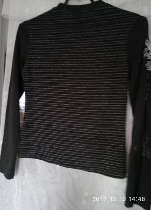 Оригинальный нарядный свитер джемпер с модными полосками люрексом2 фото