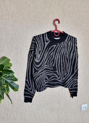 Джемпер, свитер, трендовый принт,  принт зебра, люриксовая нить mint&berry, оригинал3 фото