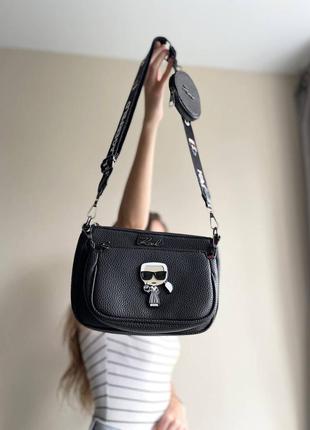 Karl lagerfeld multi pochette black жіночий брендовий чорна стильна сумочка тренд жіноча модна сумка чорна7 фото