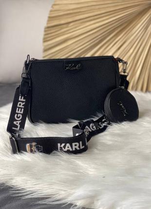 Karl lagerfeld multi pochette black жіночий брендовий чорна стильна сумочка тренд жіноча модна сумка чорна3 фото