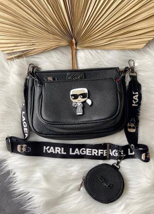 Karl lagerfeld multi pochette black жіночий брендовий чорна стильна сумочка тренд жіноча модна сумка чорна2 фото