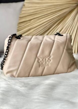 Pinko chain beige жіночий брендовий шикарна бежева сумочка з ланцюгом тренд жіноча стильна сумка бежева6 фото