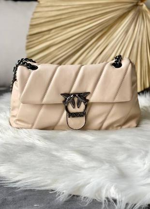 Pinko chain beige жіночий брендовий шикарна бежева сумочка з ланцюгом тренд жіноча стильна сумка бежева4 фото