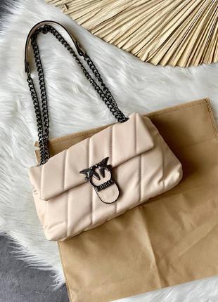 Pinko chain beige жіночий брендовий шикарна бежева сумочка з ланцюгом тренд жіноча стильна сумка бежева3 фото