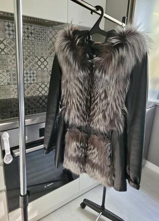 Кожаная куртка с чернобуркой5 фото