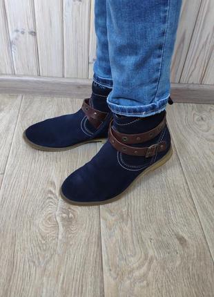 👢стильные ботинки челси синие с ремешкими2 фото
