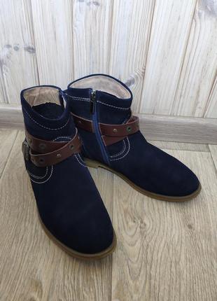 👢стильные ботинки челси синие с ремешкими6 фото
