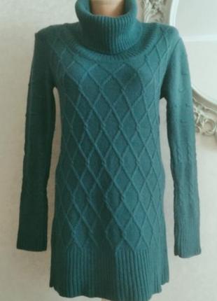 Теплый и уютный джемпер свитер туника цвета морской волны!!!