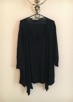 Батал большой размер чёрная кофта кофточка блузка блузочка свитер блуза кардиган