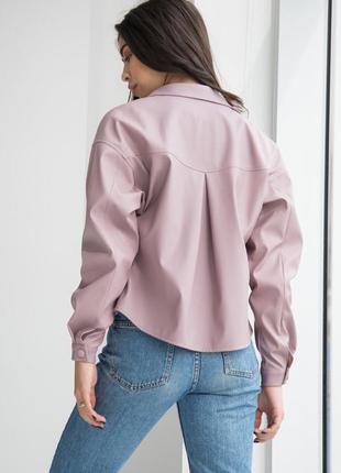 Шкіряна сорочка з кишенями на кнопках 5 кольорів4 фото