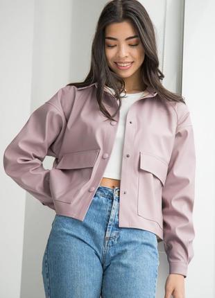 Шкіряна сорочка з кишенями на кнопках 5 кольорів5 фото