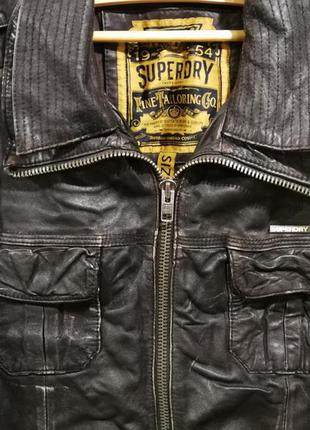 Мужская коричневая кожаная куртка superdry brad5 фото