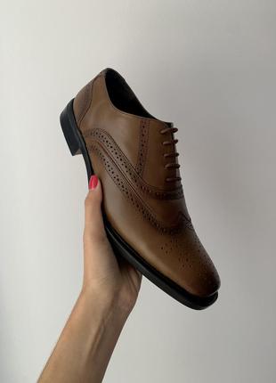 Мужские коричневые туфли кожаные,броги,оксфорды redfoot3 фото