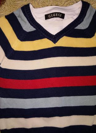 Тонкий модный полосатый свитер george3 фото