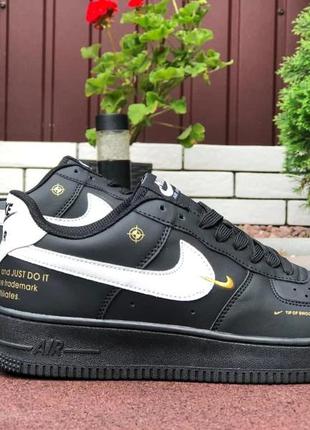 Кроссовки мужские nike air force 1 low just do it, черные (найк аир форс, кроссівки)