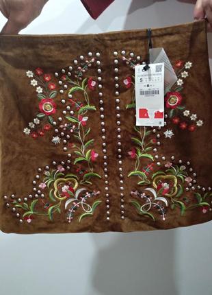 Вінтаж, замшева спідничка zara women, r-s