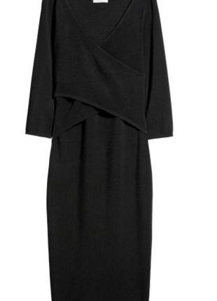 Облегающие трикотажная чёрное платье вискоза и чёрным h&m1 фото