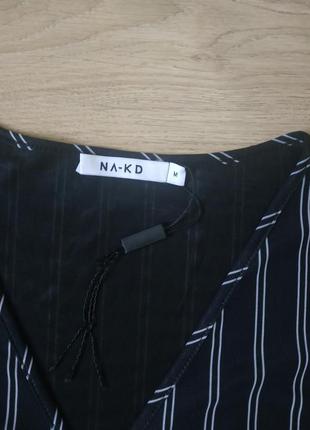 Легка блуза в полоску na-kd/женская блуза с вырезом3 фото
