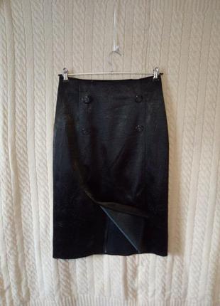 Шикарна юбка  спідниця  атлас  з узором  чорна2 фото