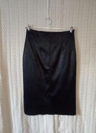 Шикарна юбка  спідниця  атлас  з узором  чорна3 фото