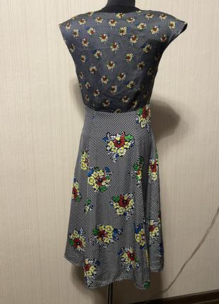 Шикарное платье миди в горох и цветочный принт ретро5 фото