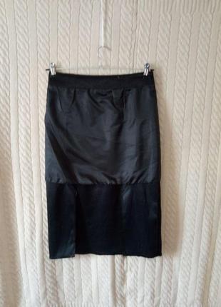 Шикарна юбка  спідниця  атлас  з узором  чорна5 фото