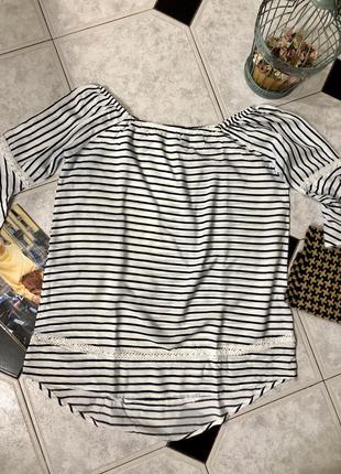 Базовая блуза в полоску gina/оригинал с приспущенными рукавами