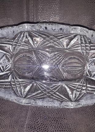 Ваза, конфетница, ладья (две штуки) (1970-е) богемское стекло6 фото