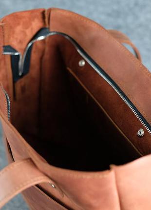 Кожа. ручная работа. вместительная кожаная сумка шопер коричневая4 фото